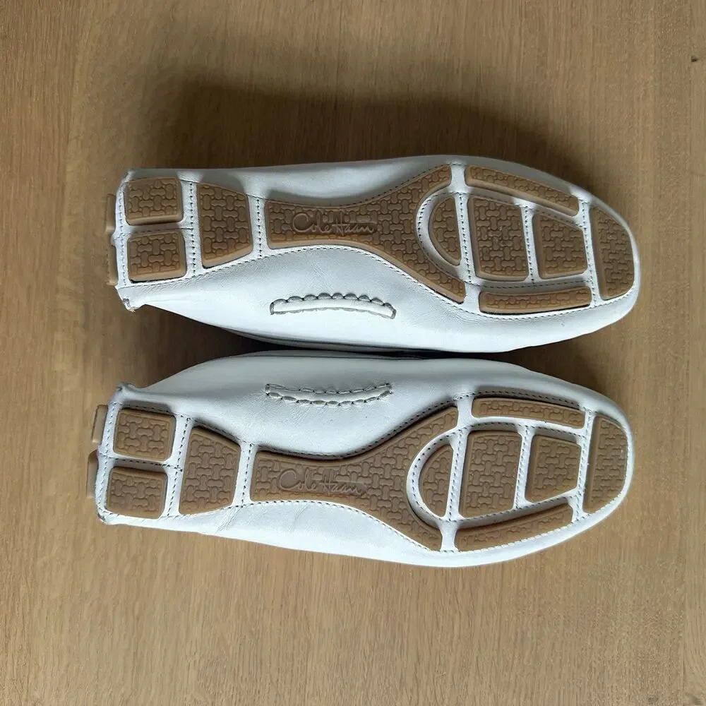 Cole Haan Trillby Driver Penny Loafers 6.5B White Perforated Leather Classic